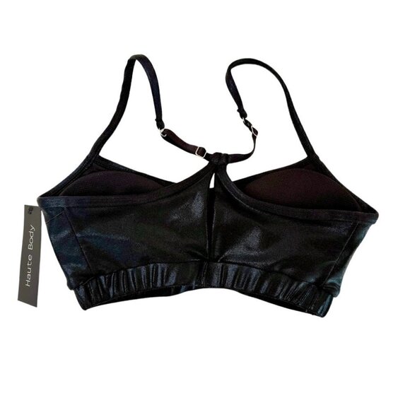 Haute Body Vegan Leather Matte Black Sports Bra NWT - Picture 4 of 6